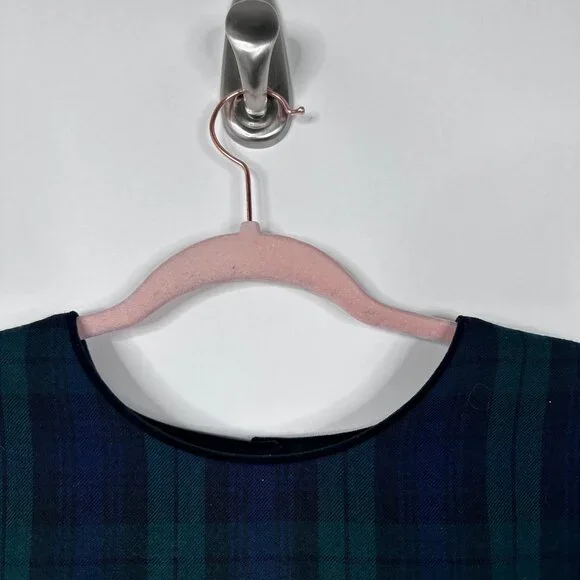 Vintage Brooks Brothers Flannel Plaid Shift Midi Dress Frock Green Blue Wool 14 - Picture 3 of 14